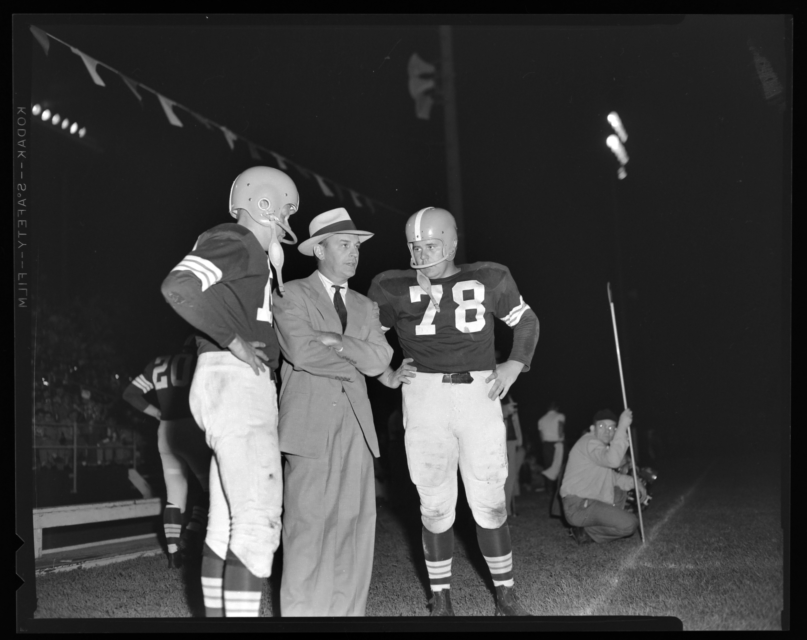 Paul Brown with Cleveland Browns at Tiger stadium. August, 1954