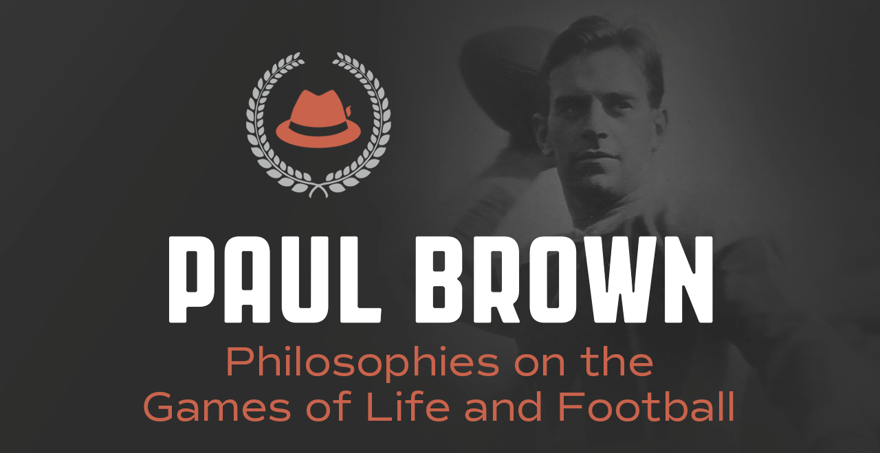 Paul Brown Philosophies on the Games of Life and Football banner. Animated image of photos of Paul Brown throughout his life from a player to a coach.
